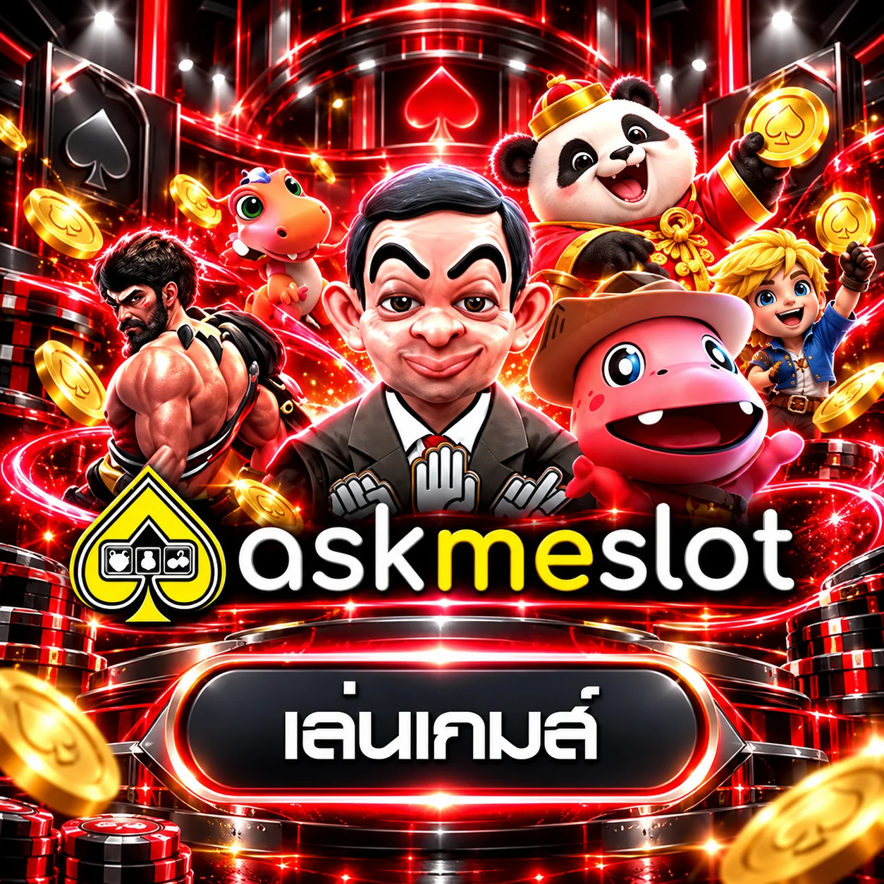 การ์ดทดลองเกม askmeslot โทนแดงดำ